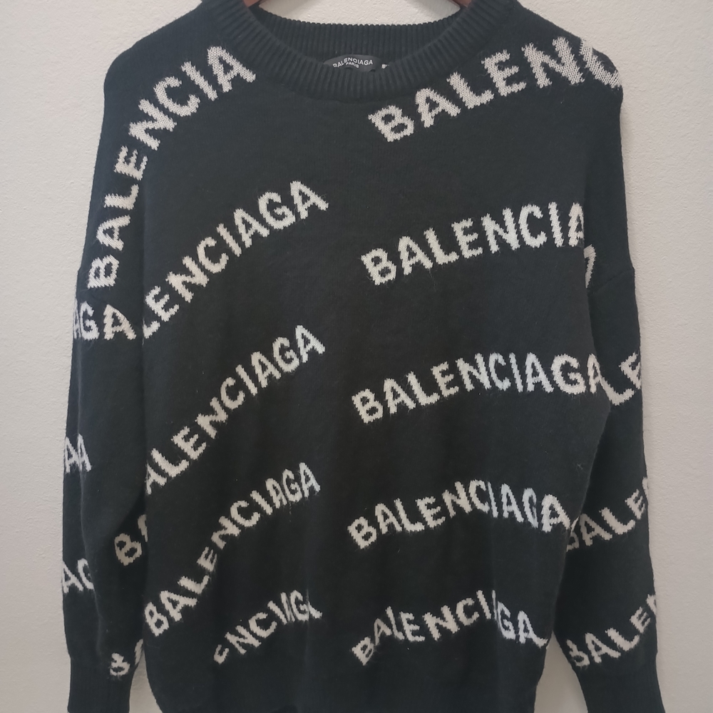 Balenciaga Black Logo Knit Sweater - Picture 2 of 7